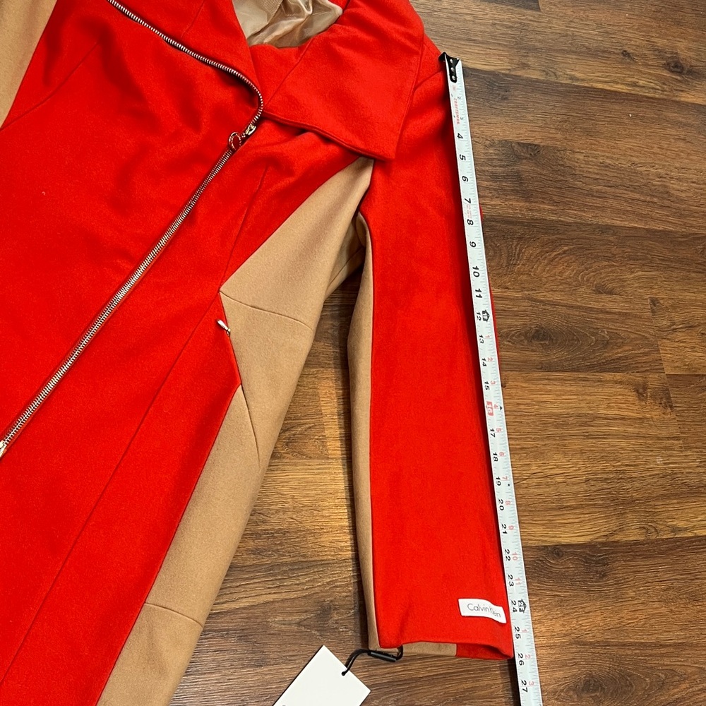 NWT - Calvin Klein Vibrant Red and Tan Trench Coat - Picture 7 of 12